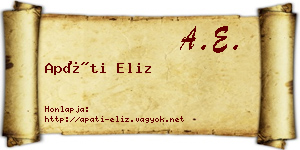 Apáti Eliz névjegykártya